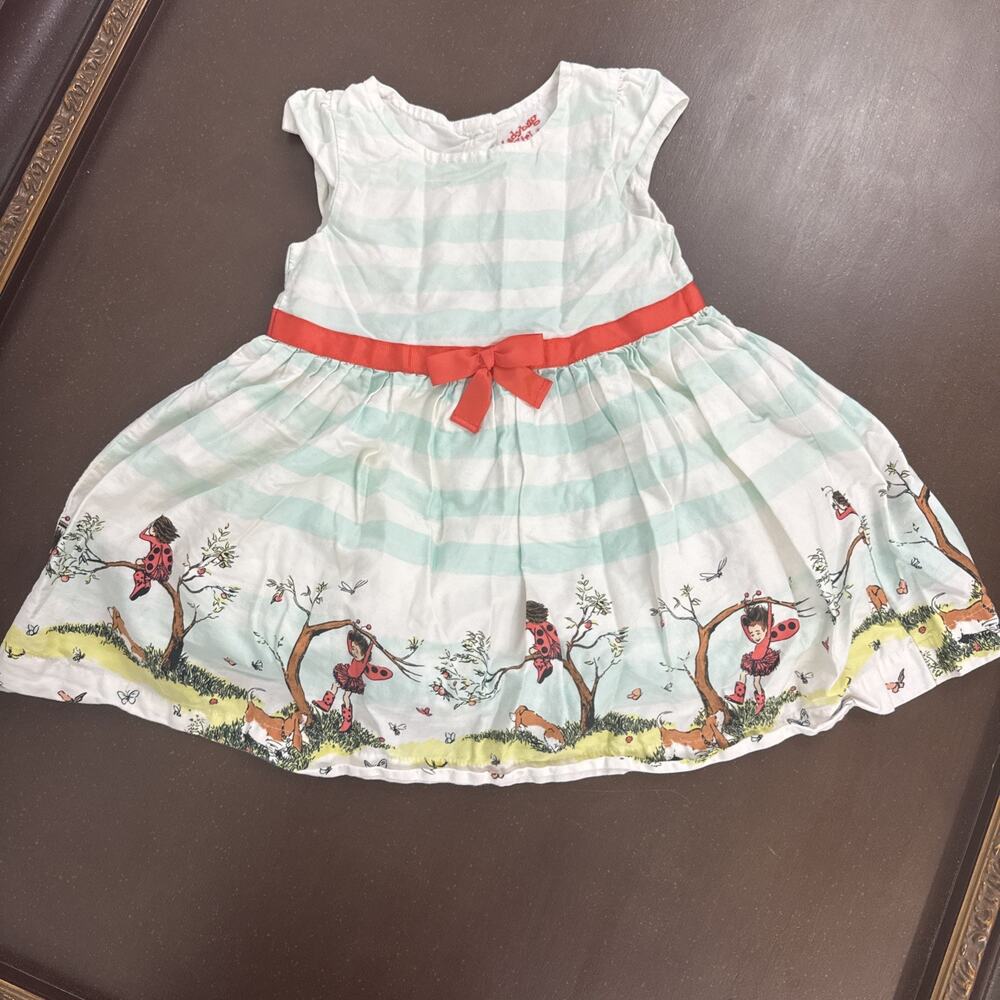 Sam & Libby Dress Girls 4T Stripe Ladybug Fairy Dog Graphic Short Sleeve Summer